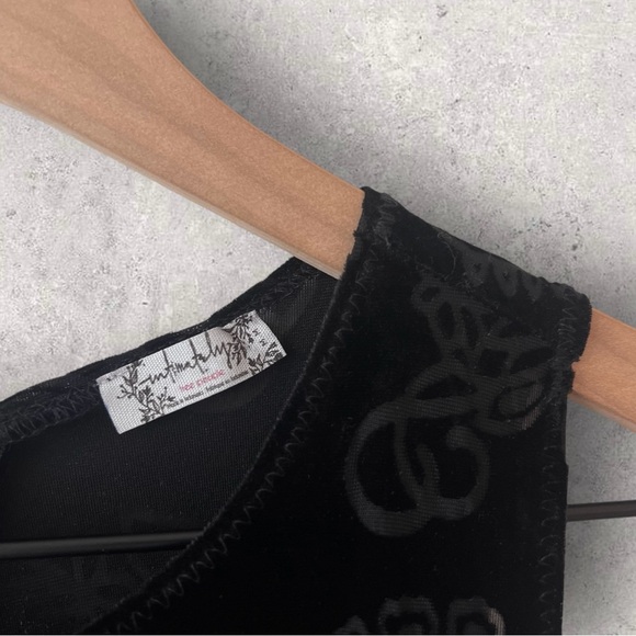 Intimately by Free People Black Velvet Burnout Babe Mini Dress Size M - Picture 9 of 14